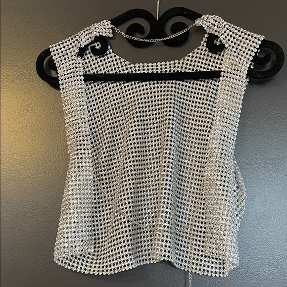 Silver Rhinestone Open Back crop top - Picture 3 of 4
